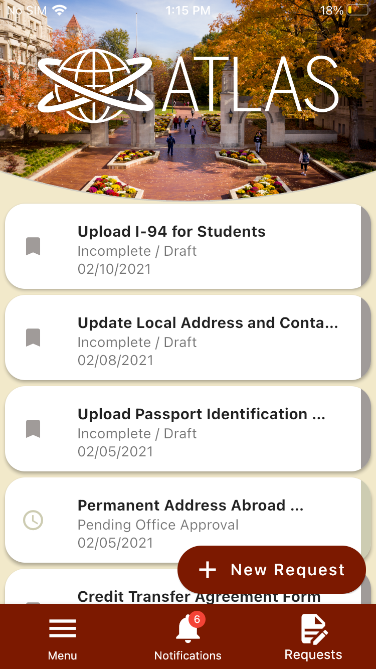 List of available forms to submit