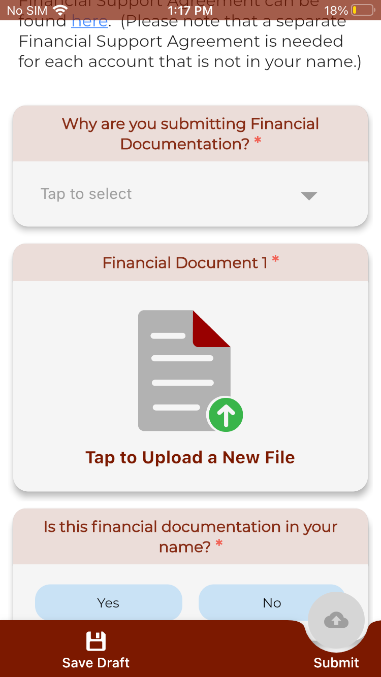 Submitting a form in the mobile app